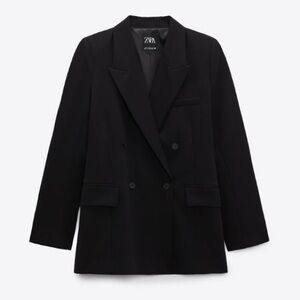 ZARA | Black Double Breasted Long Blazer